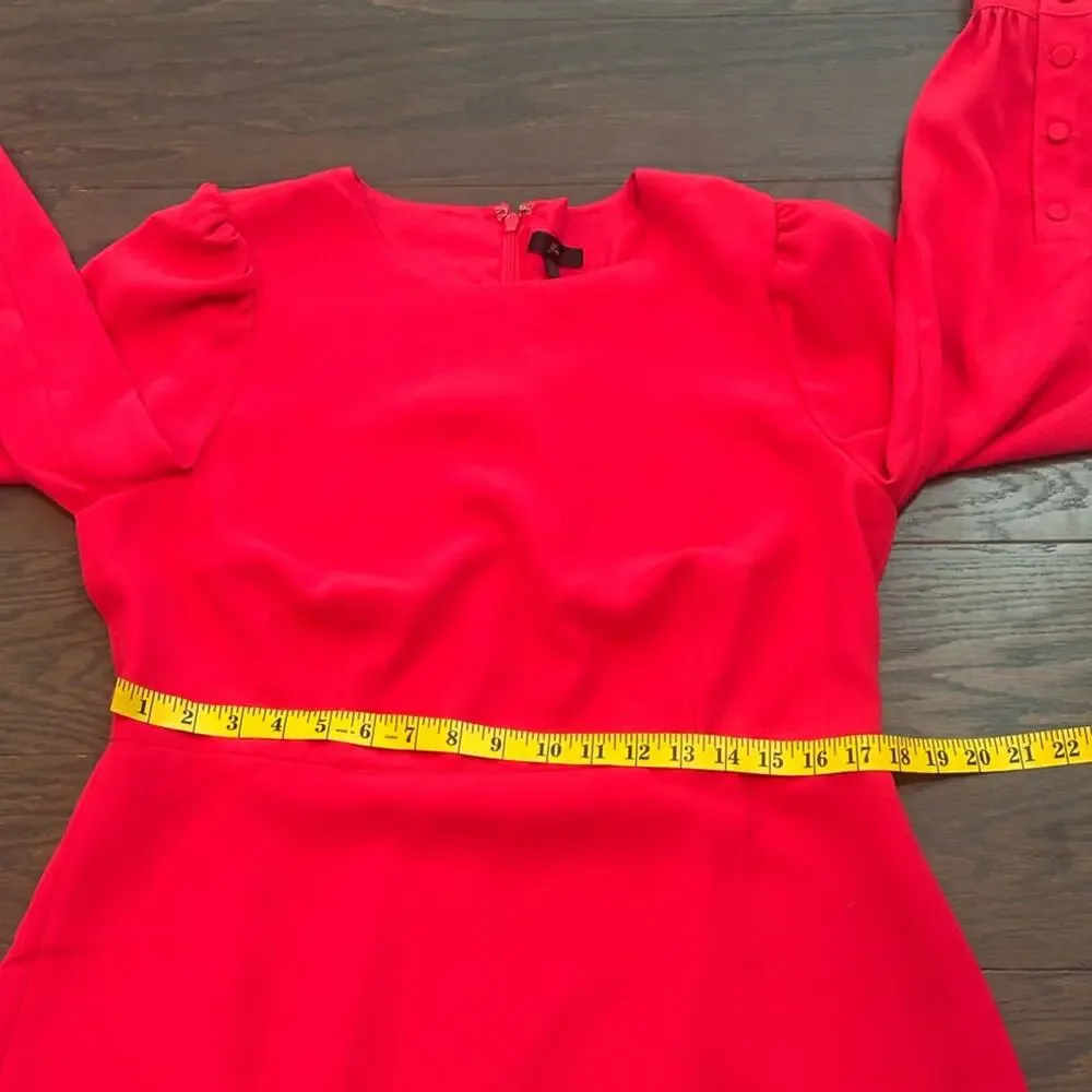 J.Crew Long-sleeve dress in 365 crepe fabric Bright Rose Size 14